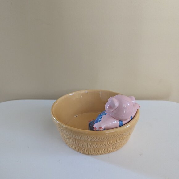 FARMER PIG VINTAGE TRINKET BOWL - Picture 2 of 4